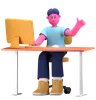 Boy working on computer