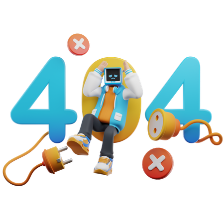 Boy Worried About 404 Error  3D Illustration