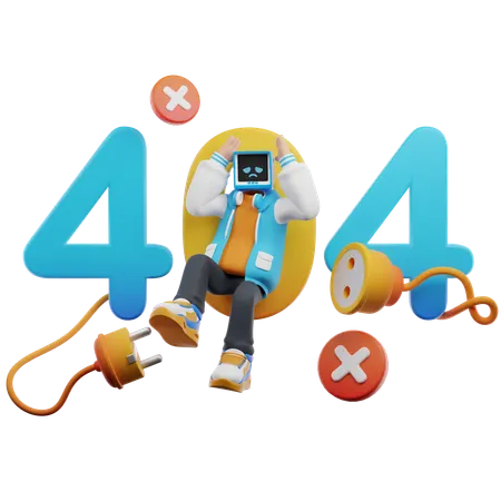 Boy Worried About 404 Error  3D Illustration