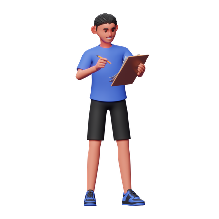 Boy Writing Note  3D Illustration