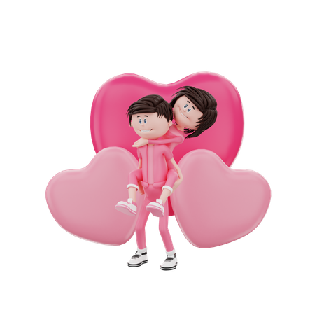Boyfriend carrying his girlfriend on back  3D Icon