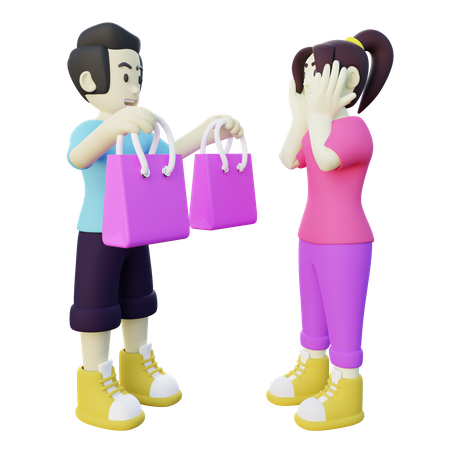 Boyfriend Giving Gift to His Girlfriend  3D Icon
