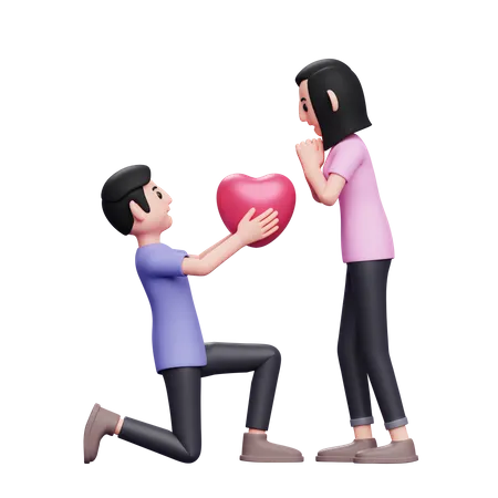 Boyfriend Proposing Girlfriend  3D Illustration