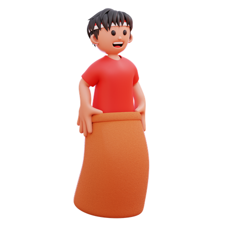 Boys Compete In Sack Race  3D Icon