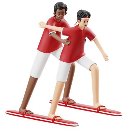 Boys Doing Balap Egrang 3D Icon