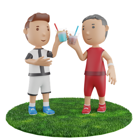 Boys drinking  3D Illustration