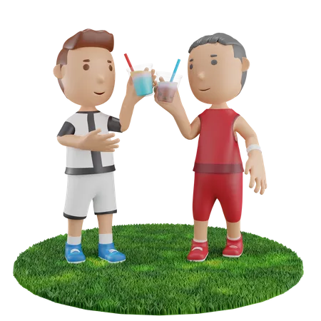 Boys drinking  3D Illustration