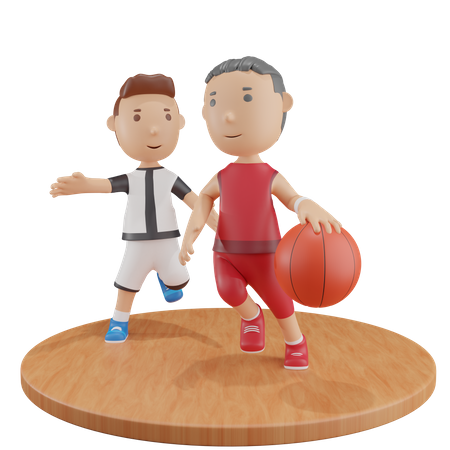 Boys playing Basketball  3D Icon
