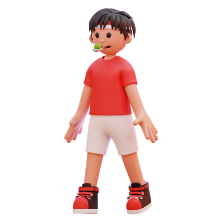 ビー玉競争をする男の子たち  3D Illustration