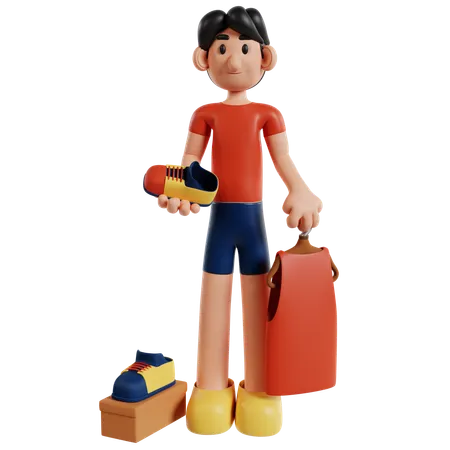 Boy’s Shopping Adventure  3D Illustration