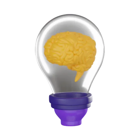 Brain Inspired Light Bulb Perfect For Representing The Brilliance Of Innovative Thinking Creative Solutions And Bright Ideas 3 D Render Illustration 3D Icon