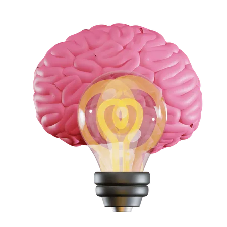 Brain And Bulb  3D Icon