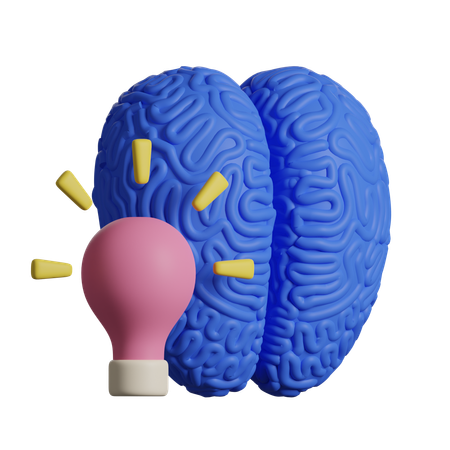 Brain and Light Bulb  3D Icon