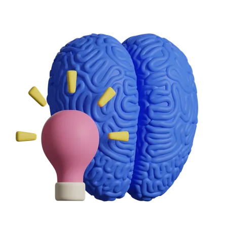 Brain and Light Bulb  3D Icon