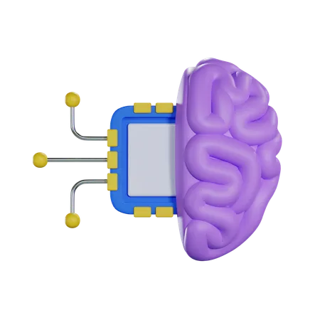 3 D Brain Chip Illustration 3D Icon
