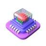 3d brain chip logo