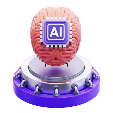 人工知能チップを搭載した脳  3D Icon