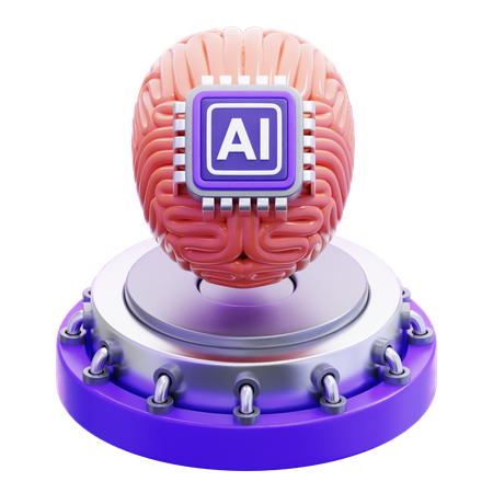 Brain With Artificial Intelligence Chip  3D Icon