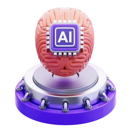 Brain With Artificial Intelligence Chip  3D Icon