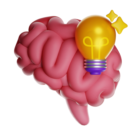 Brain With Lightbulb  3D Icon
