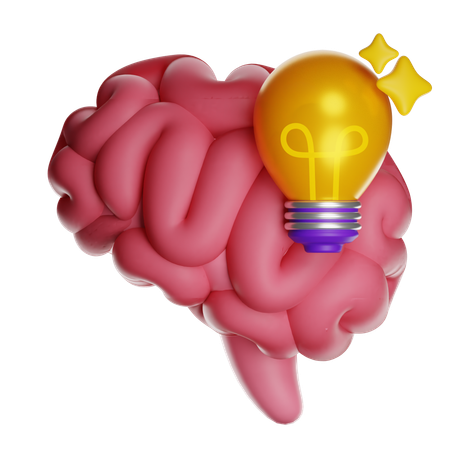 Brain With Lightbulb  3D Icon