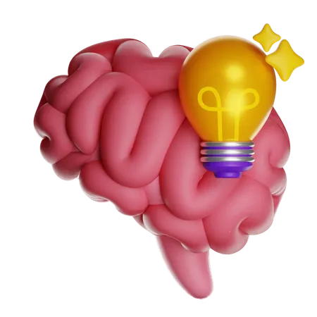 Brain With Lightbulb  3D Icon
