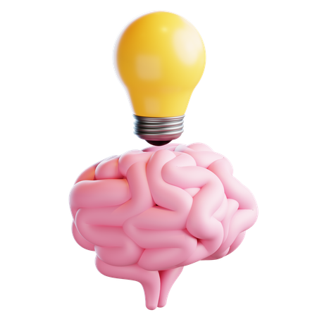 Brain With Lightbulb Burst  3D Icon