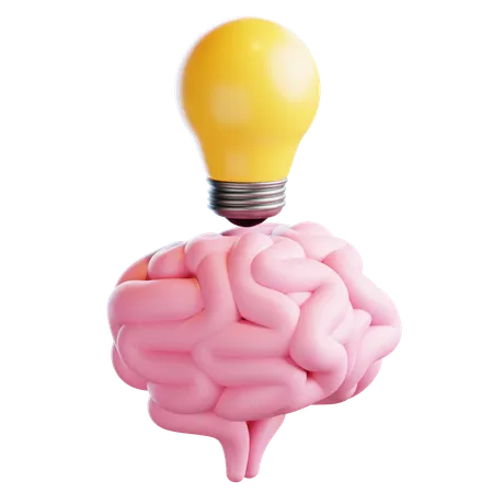 Brain With Lightbulb Burst  3D Icon