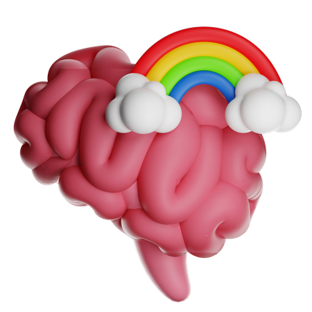 Brain With Rainbow  3D Icon