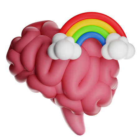 Brain With Rainbow  3D Icon