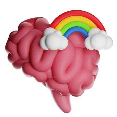 Brain With Rainbow  3D Icon