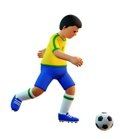 Brasilianischer Fußballspieler dribbelt  3D Illustration