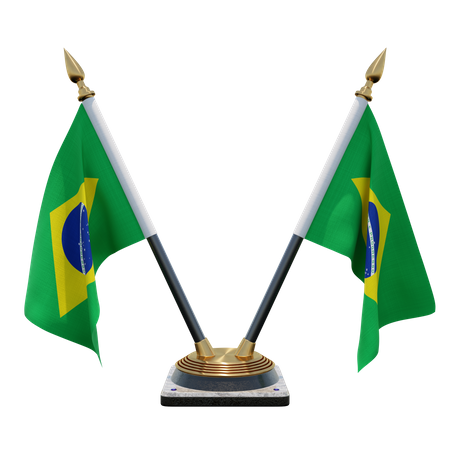 Brasilien Doppelter (V) Tischflaggenständer  3D Icon