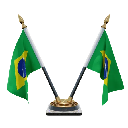 Brasilien Doppelter (V) Tischflaggenständer  3D Icon