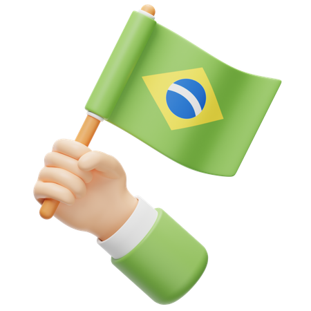 Brasilien Flagge in der Hand  3D Icon