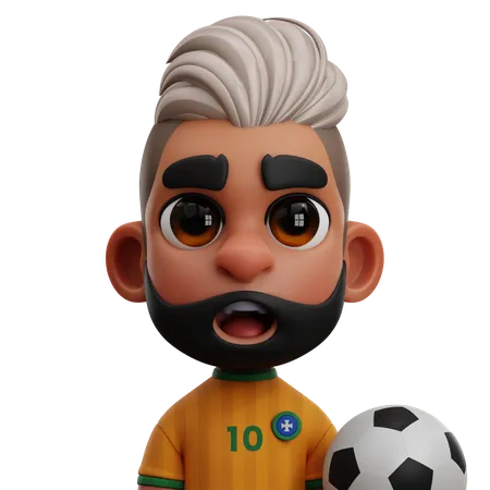 BRASILIEN-SPIELER MIT BALL  3D Icon