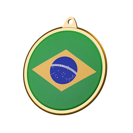 Brazil Flag Medal Badge  3D Icon