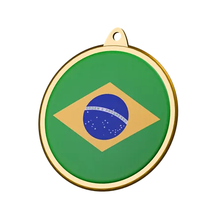 Brazil Flag Medal Badge  3D Icon