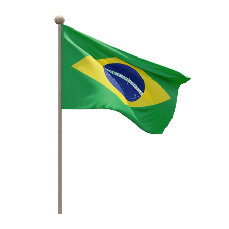 Brazil Flag Pole  3D Illustration