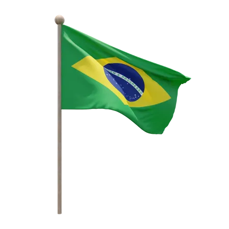 Brazil Flag Pole  3D Flag