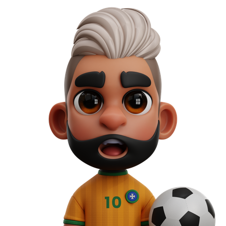 BRAZIL PLAYER WITH BALL  3D Icon