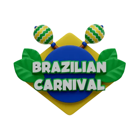 3 D Render Illustration Brazilian Carnival Text With Ornaments 3D Icon