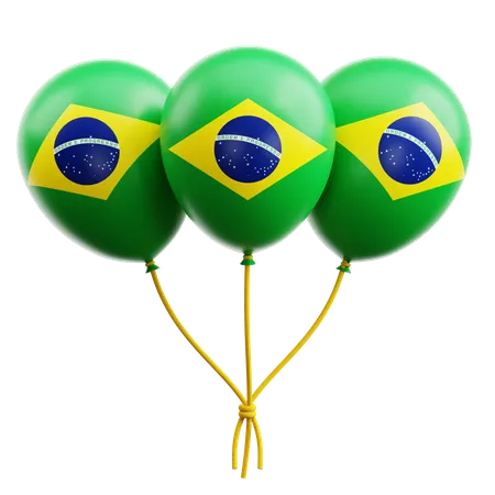 Brazilian Flag Balloons  3D Icon