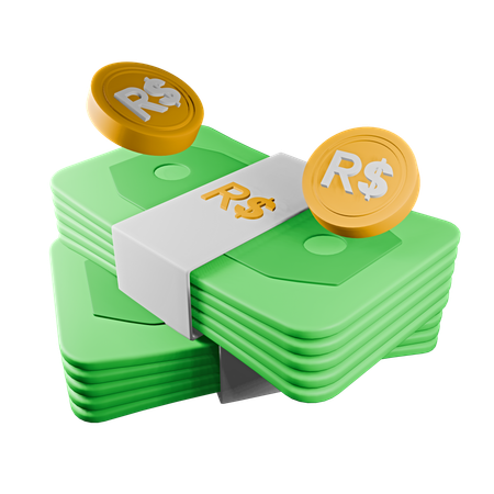 브라질 레알  3D Icon