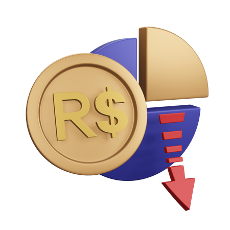 Brazilian Real Decrease Monet Chart  3D Icon