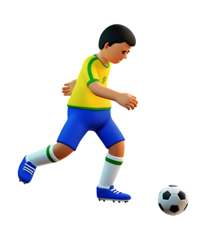 Brazilian soccer player dribbles  3D Icon