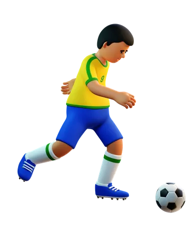 Brazilian soccer player dribbles  3D Illustration