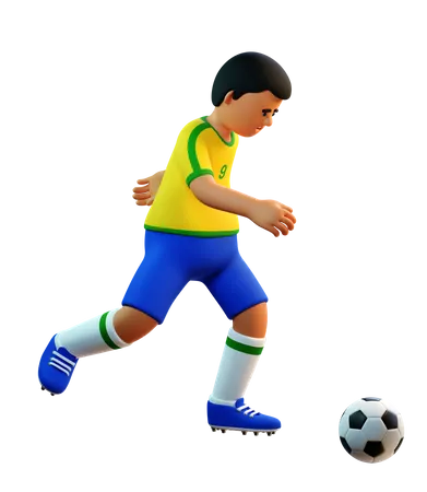 Brazilian soccer player dribbles 3D Illustration