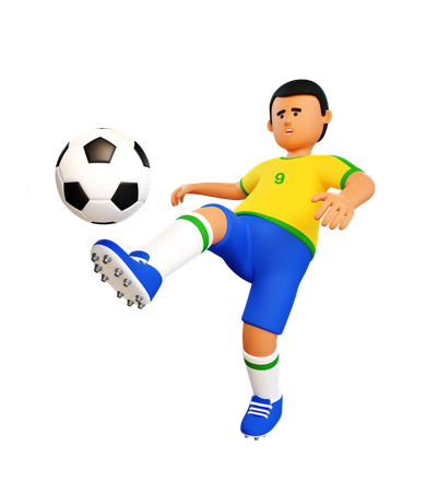 Brazilian soccer player kicks the ball  3D Icon