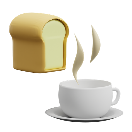 Bread and Coffee  3D Icon